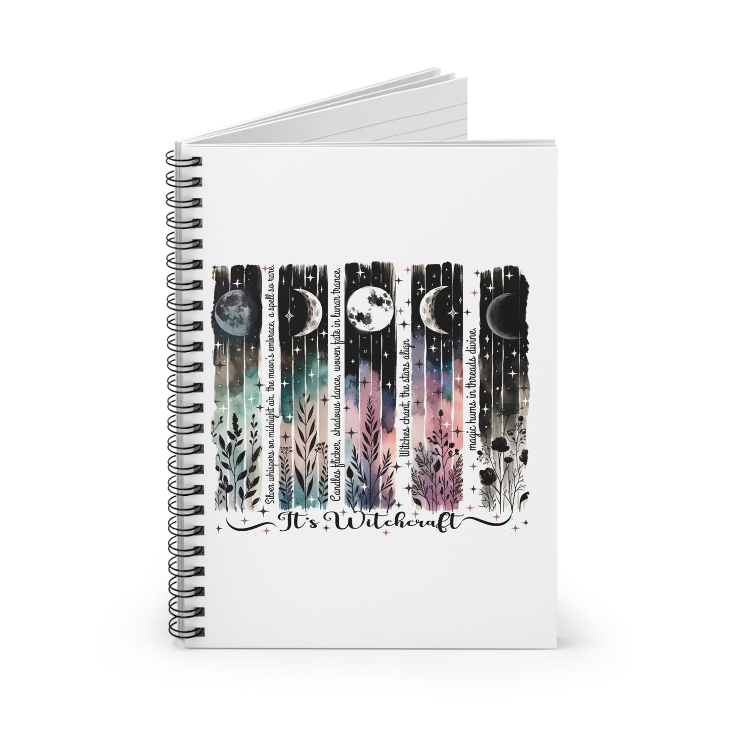 Celestial Spiral Notebook - It’s Witching Hour, Astral Journal, Moon Phase Diary, Creative Writing Pad, Gift for Artists, Magical Stationery