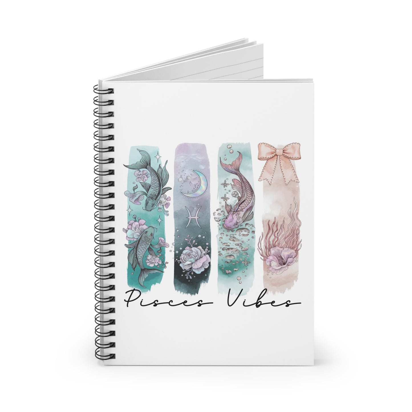 Pisces Vibes Spiral Notebook, Astrological Journal, Gift for Pisces, Cute Stationery, Personalized Notebook, Zodiac Decor
