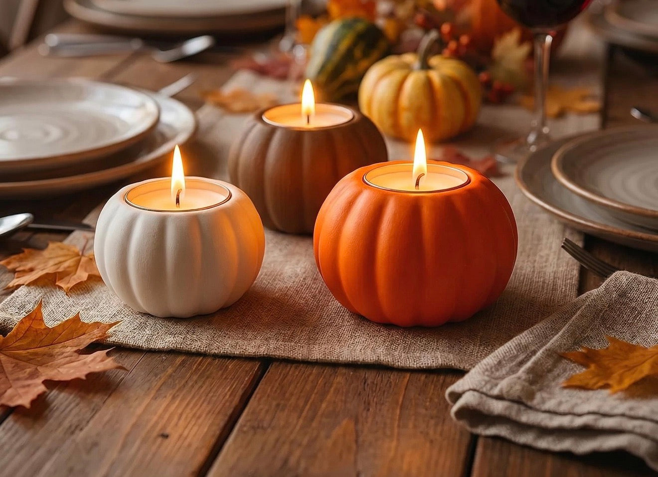 Pumpkin Tea light Holder Set of 3