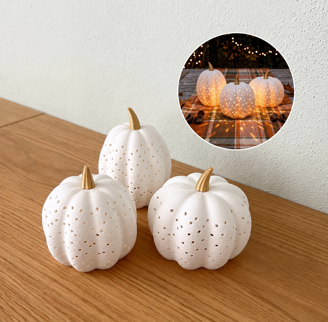 Magical Glow Pumpkin Tea light Holders Set of 3