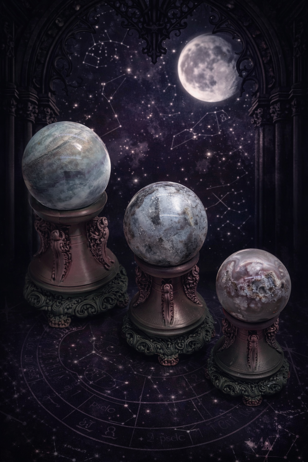 Tower Crystal Sphere Holder Set of 3