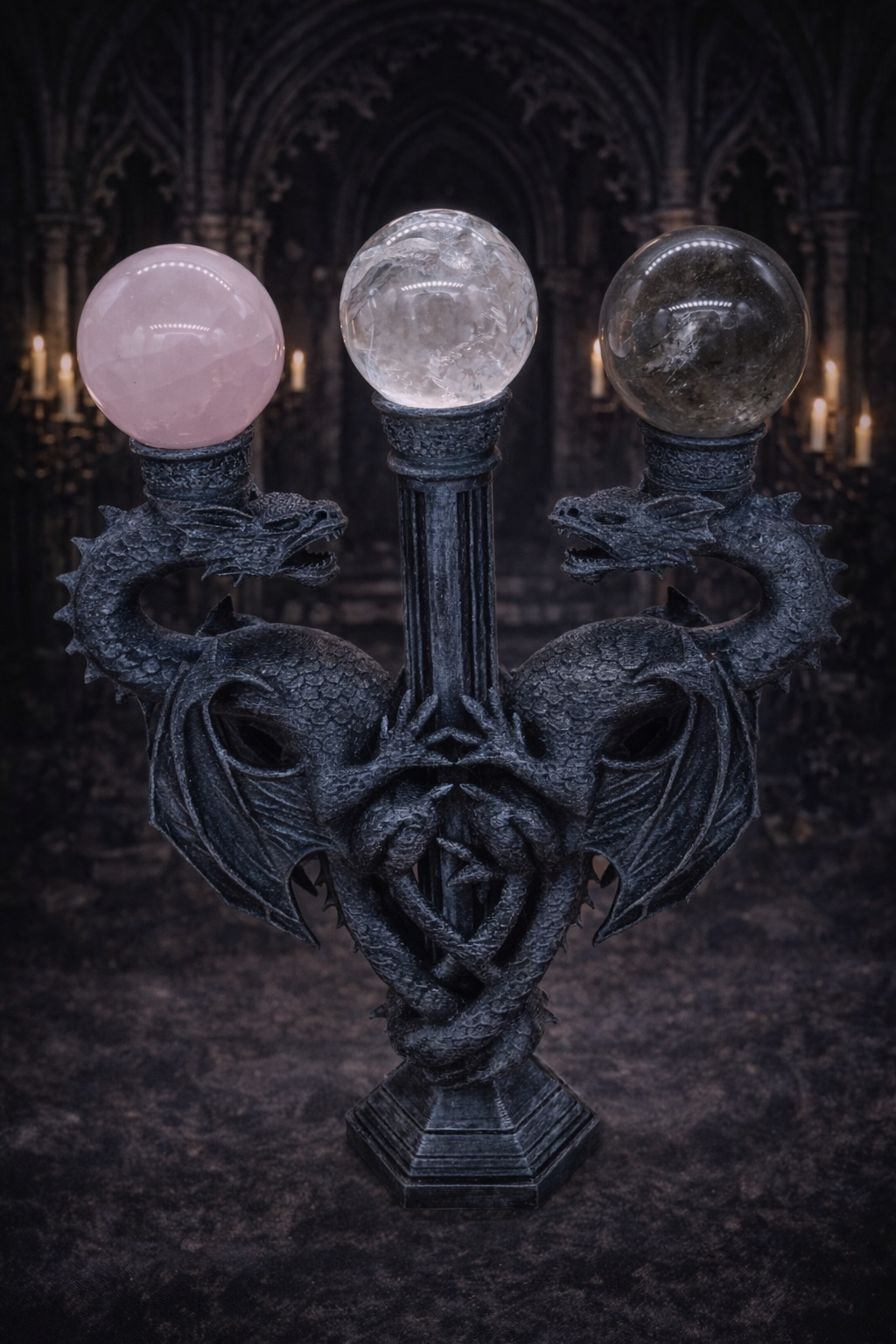 Double Dragon Crystal Sphere Holder