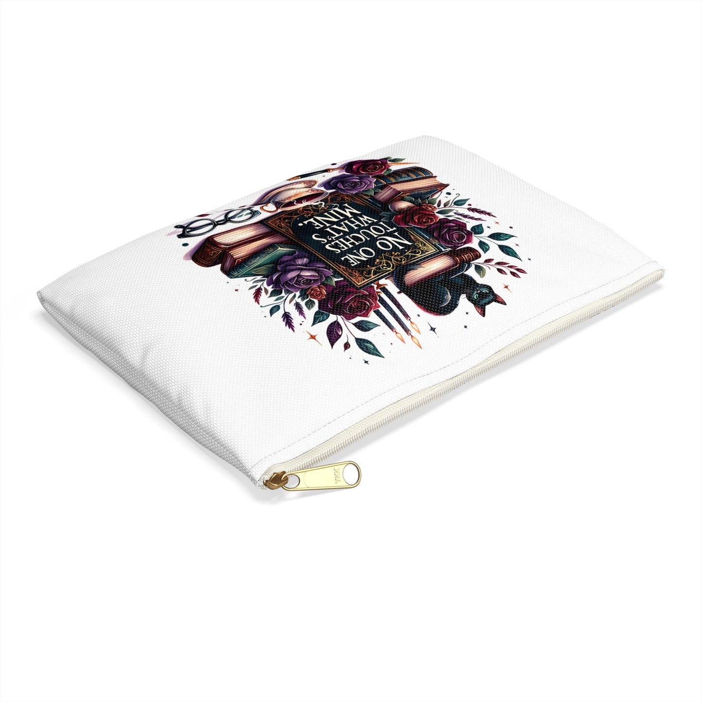 Literary Cat Accessory Pouch - Perfect for Book Lovers, Cat Enthusiasts, Gifts for Writers, Organizing Supplies, Travel Essentials