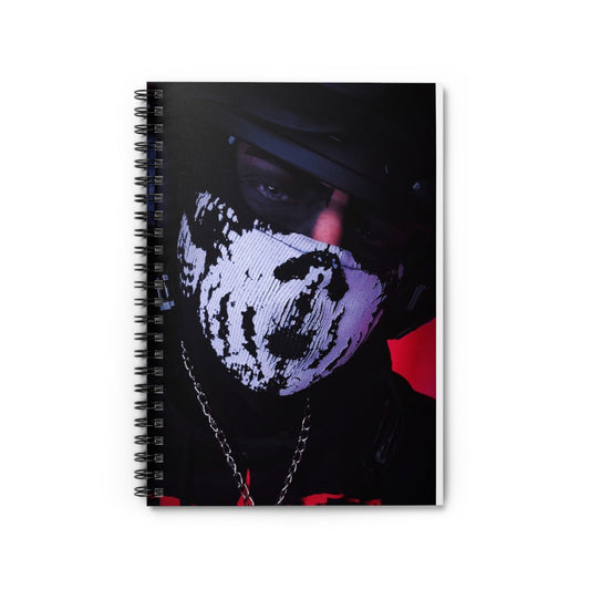 Masked Portrait Spiral Notebook — Dark Streetwear Journal, Ruled Lined Notebook