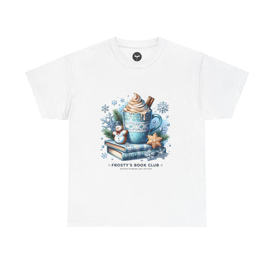 Frosty's Book Club T-Shirt — 'Frosty's Book Club' Hot Cocoa & Snowman Design