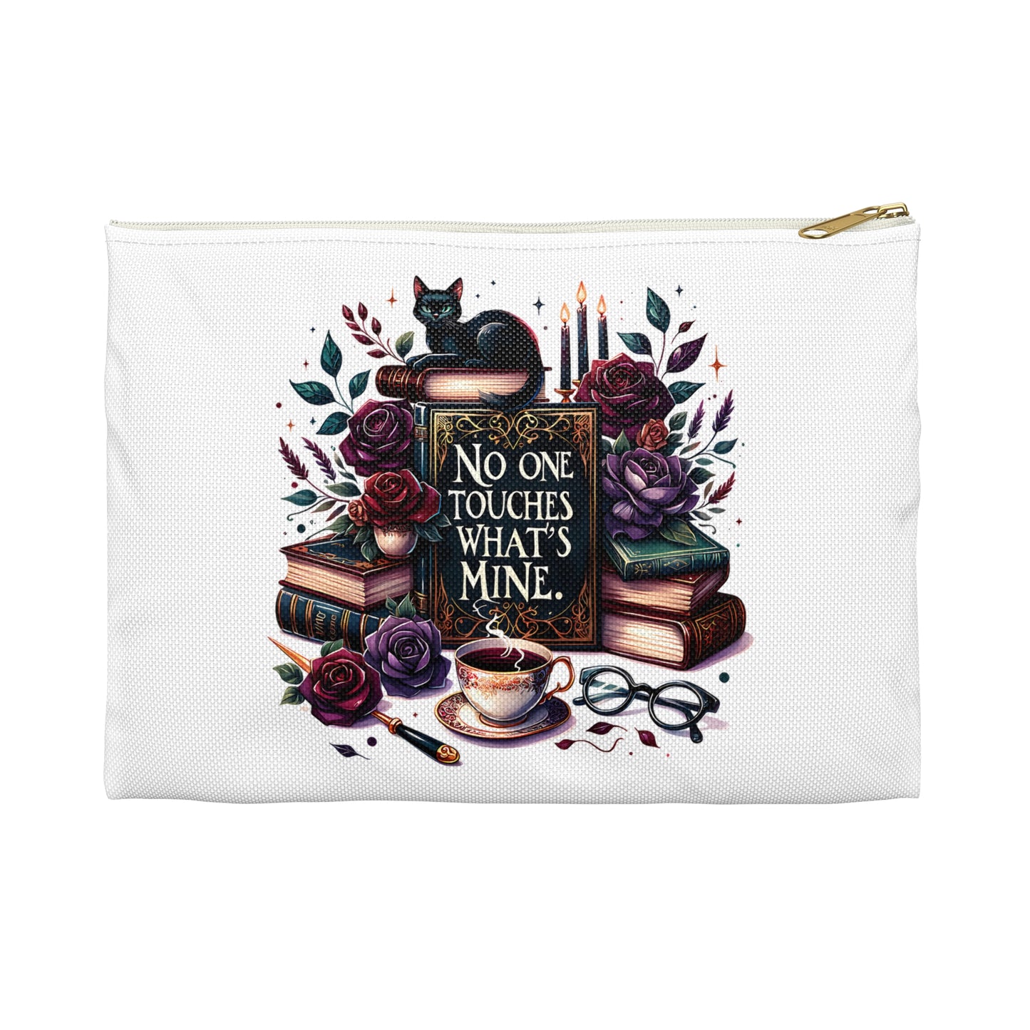 Literary Cat Accessory Pouch - Perfect for Book Lovers, Cat Enthusiasts, Gifts for Writers, Organizing Supplies, Travel Essentials