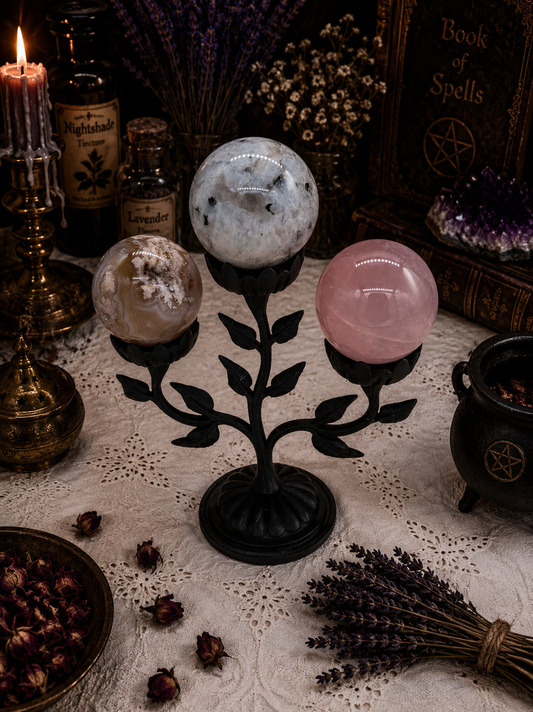 Triple Flower Crystal Sphere Holder