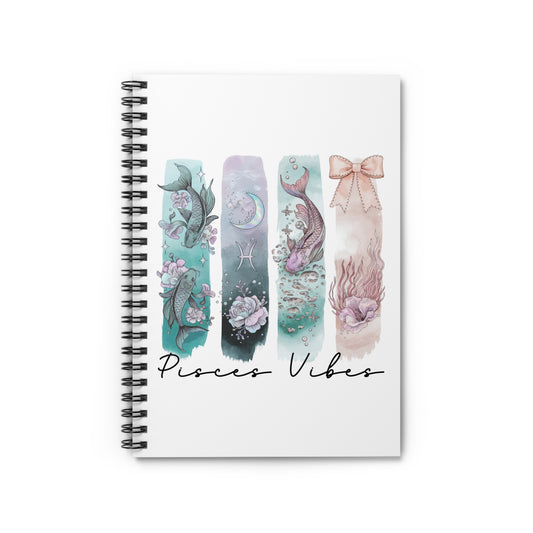 Pisces Vibes Spiral Notebook, Astrological Journal, Gift for Pisces, Cute Stationery, Personalized Notebook, Zodiac Decor