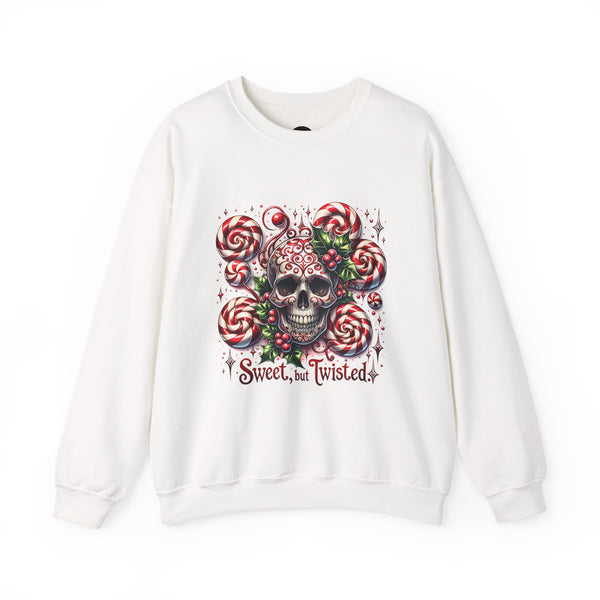 "Sweet, but Twisted" Candy Cane Skull CrewneckSweatshirt