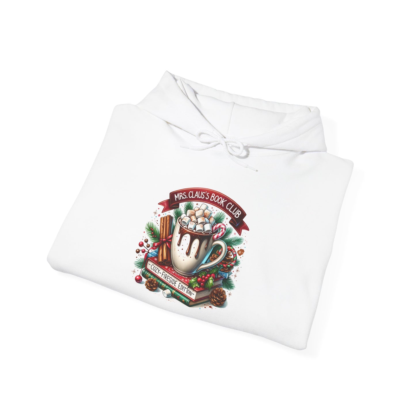 Mrs Claus Coffee Club Hoodie - Vintage Hot Cocoa & Candy Cane Holiday Sweatshirt