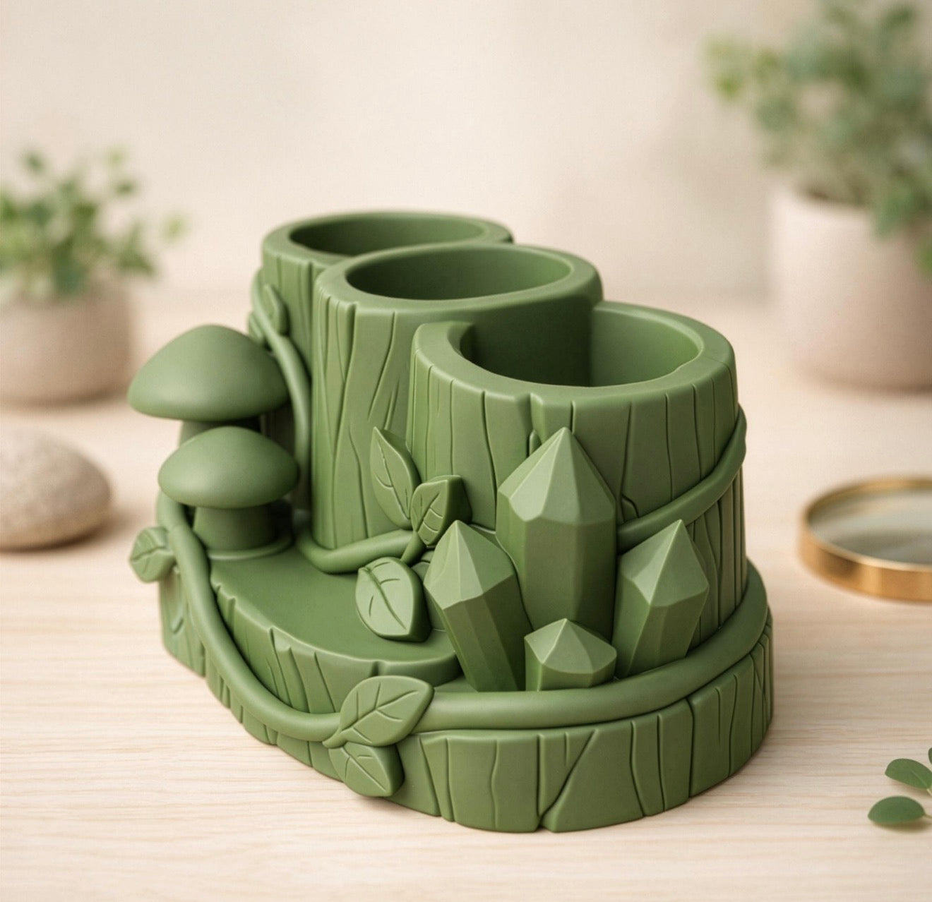 Mushroom Pen Holder-Three Slot
