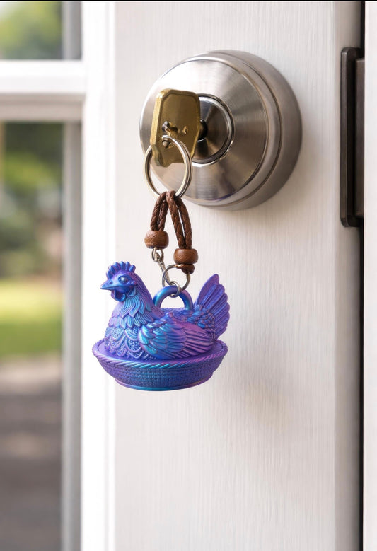 Indiana Nesting Chicken Keychain