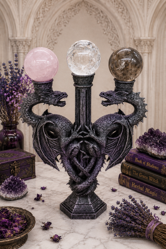 Double Dragon Crystal Sphere Holder