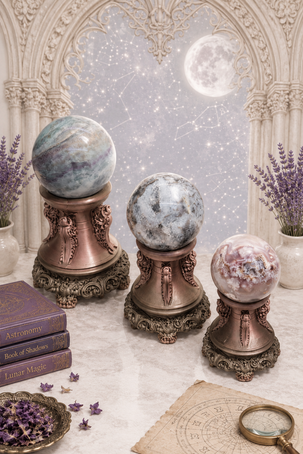 Tower Crystal Sphere Holder Set of 3