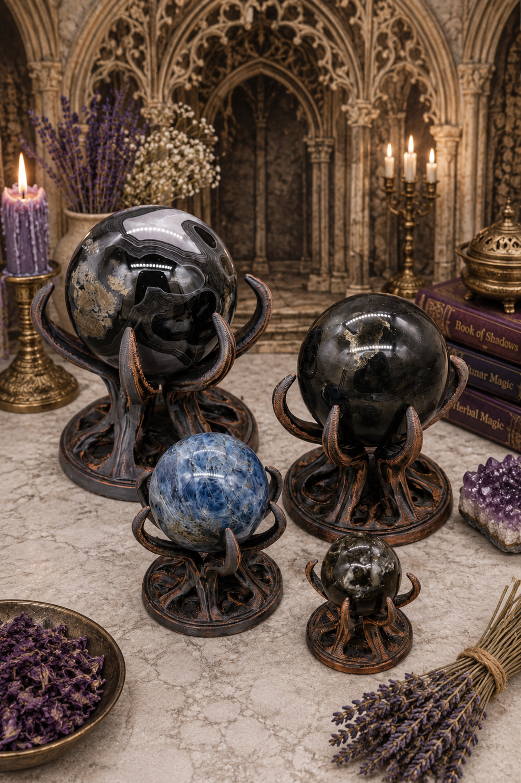 Claw Crystal Sphere Holder Set of 4