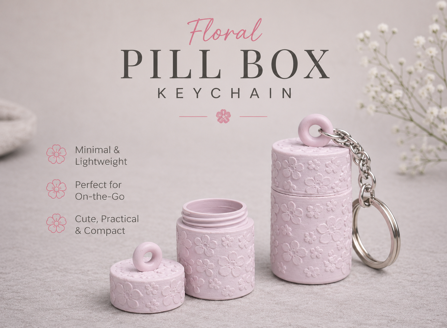 Travel Pill Container Keychain