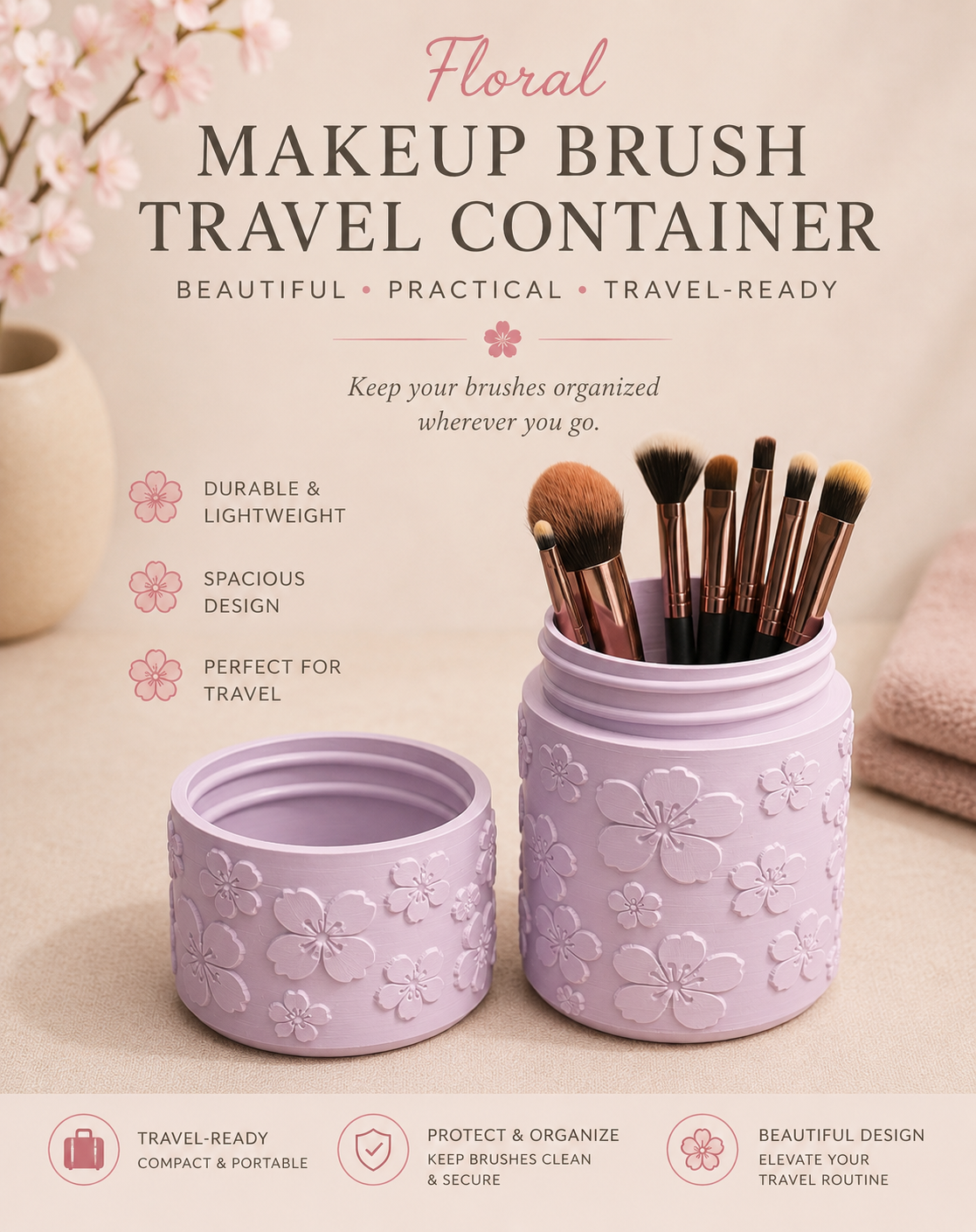 Travel Make-up Brush Container