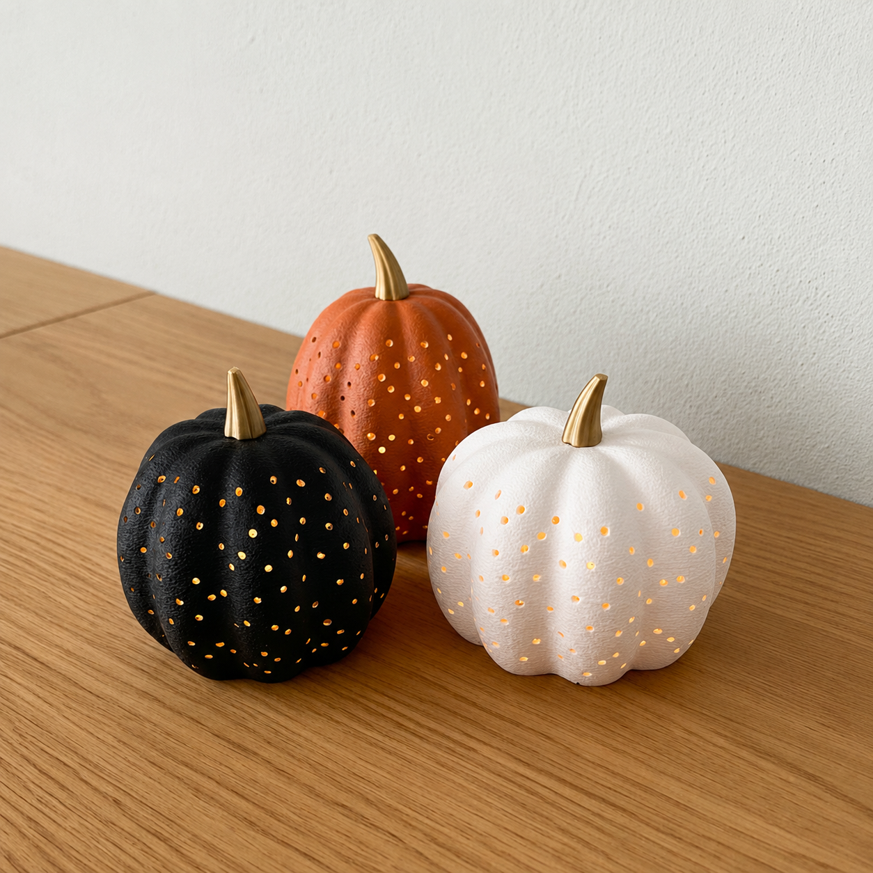 Magical Glow Pumpkin Tea light Holders Set of 3