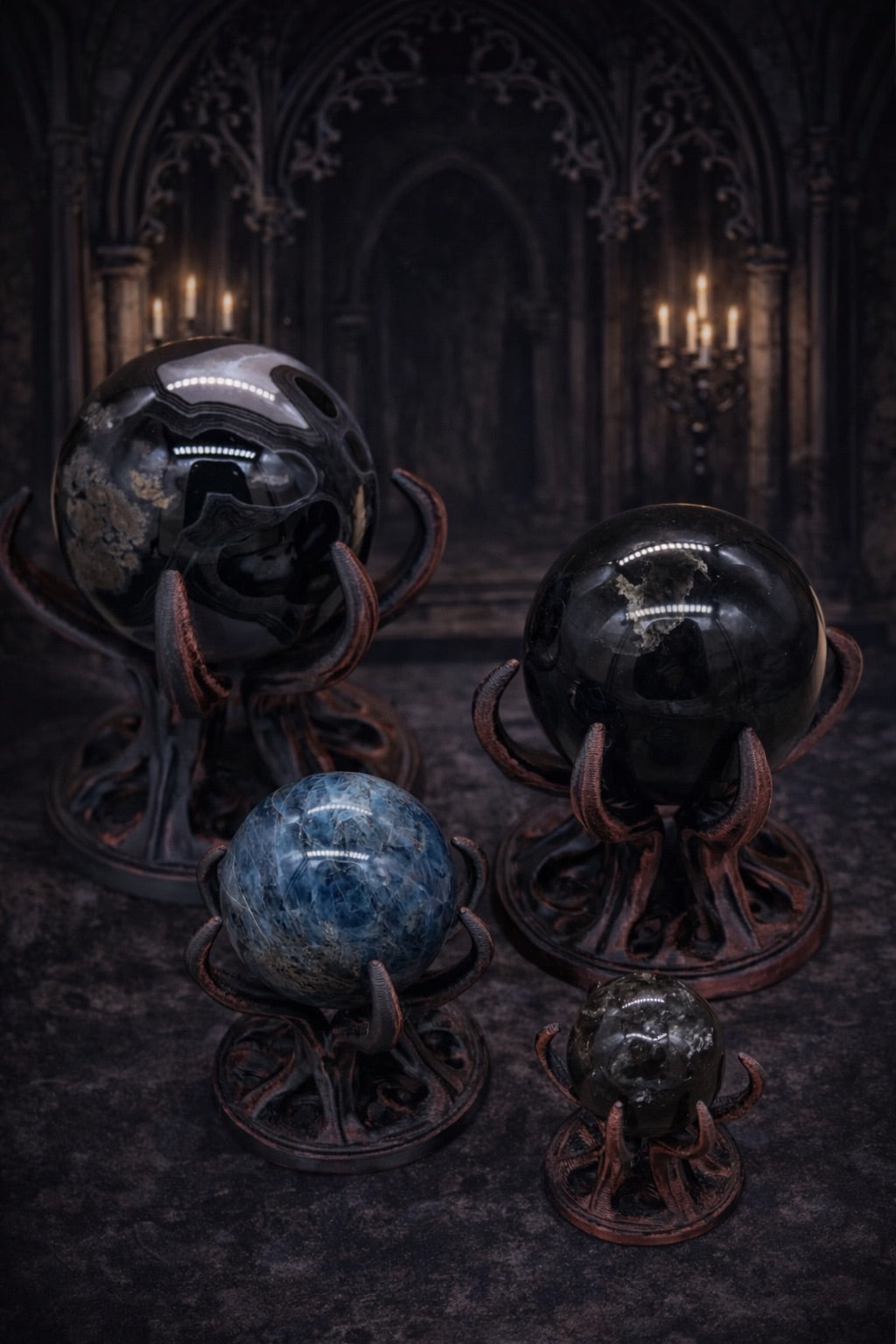 Claw Crystal Sphere Holder Set of 4