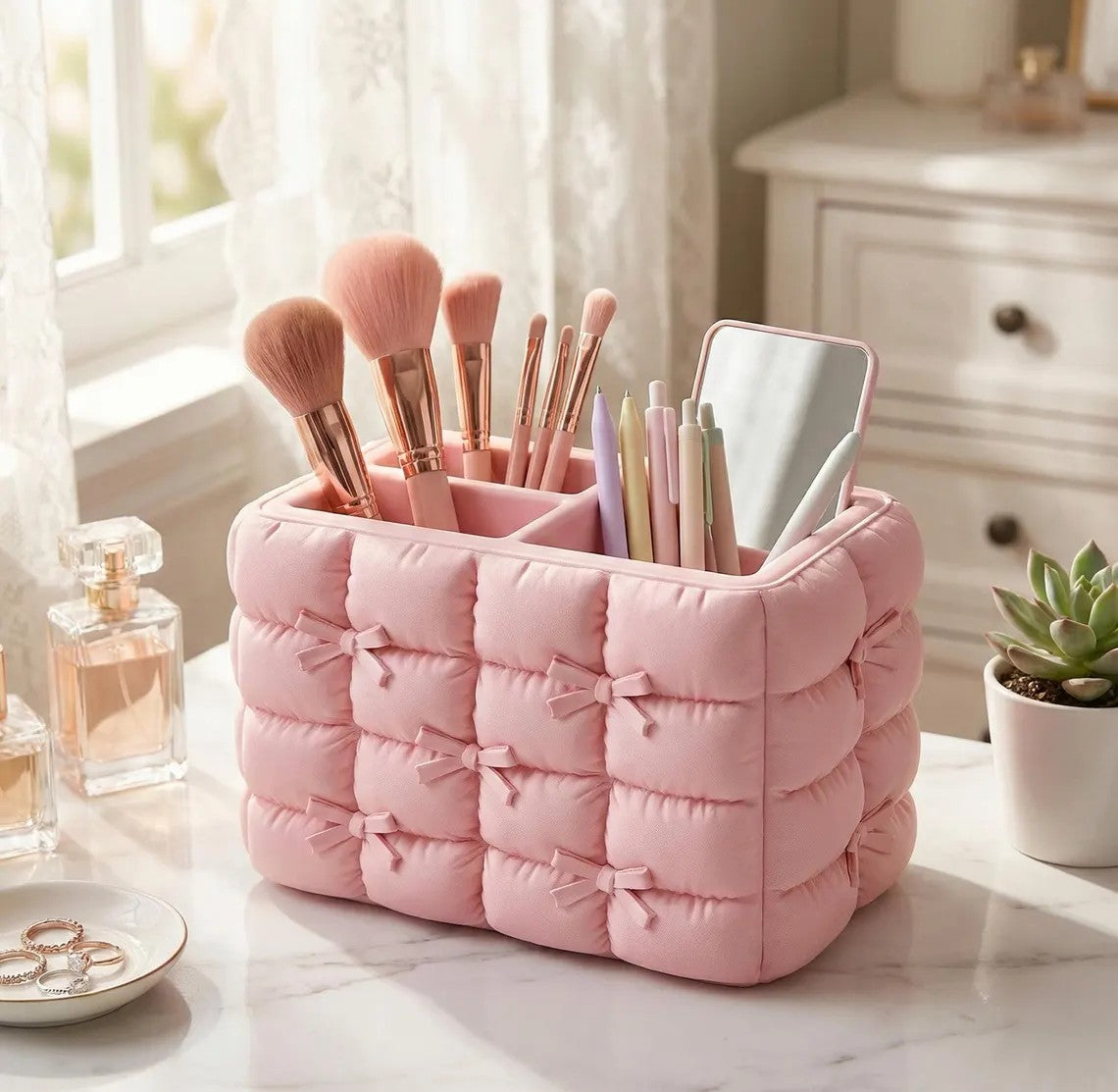 Square Quilted Organizer with Bows